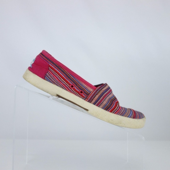 Toms Pink Blue Red Canvas Classic Flats sz 5 #SA21 - Picture 2 of 9